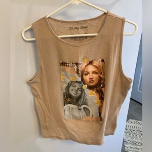 BRITNEY SPEARS 100% COTTON WOMEN’S TANK TOP SIZE L TAN
